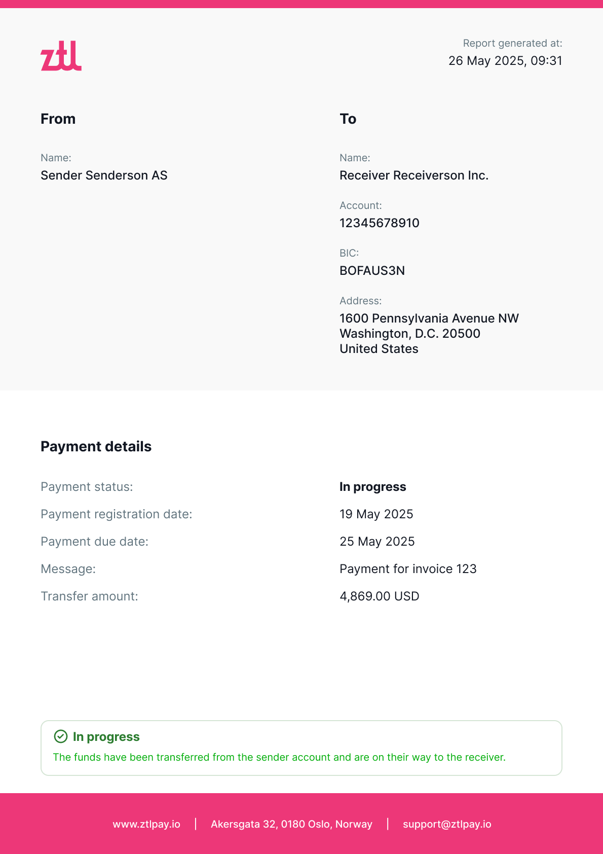 Synthetic payment-progress PDF example showing In progress